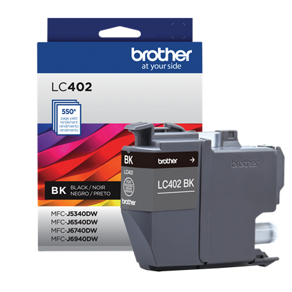 Tinta Brother LC402BK Alto Rendimiento Hasta 550 Páginas Color Negro