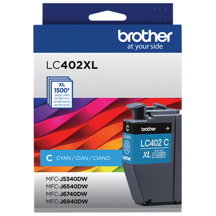 Tinta Brother LC402XL Súper Alto Rendimiento Hasta 1500 Páginas Color Cian