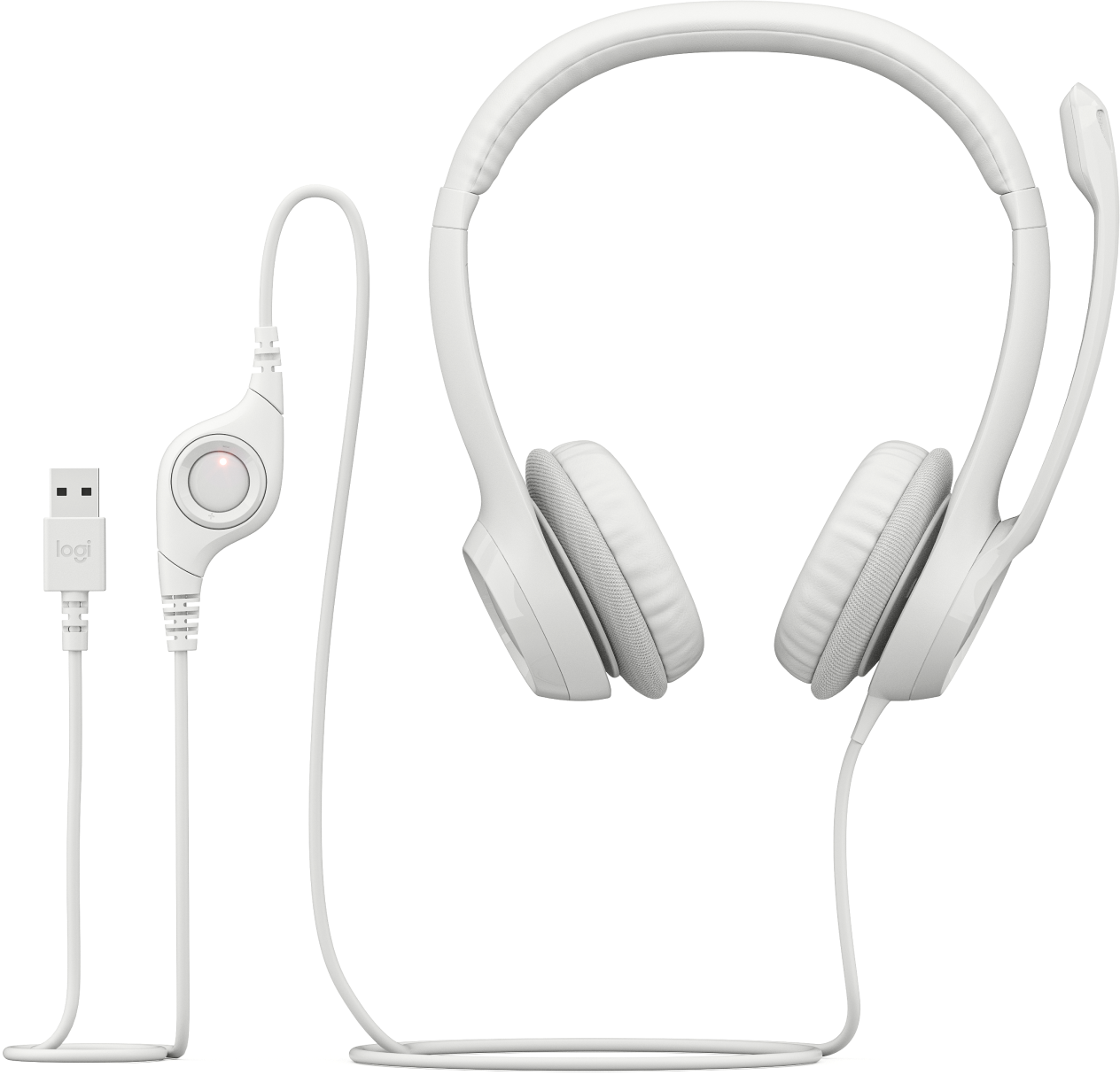 Audífonos Logitech USB H390 para Computadora con Audio Dígital Mejorado Control en Cable Color Blanco Crudo