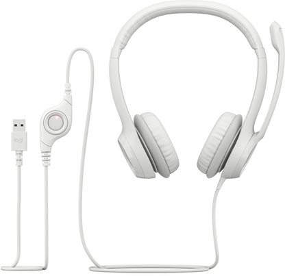 Audífonos Logitech USB H390 para Computadora con Audio Dígital Mejorado Control en Cable Color Blanco Crudo