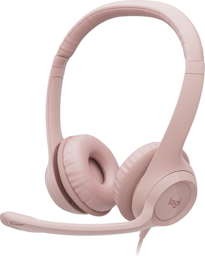 Audífonos Logitech USB H390 para Computadora con Audio Dígital Mejorado Control en Cable Color Rosa