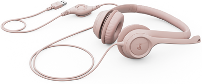 Audífonos Logitech USB H390 para Computadora con Audio Dígital Mejorado Control en Cable Color Rosa