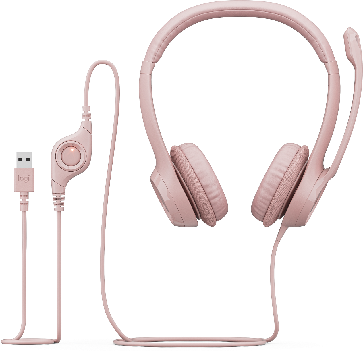 Audífonos Logitech USB H390 para Computadora con Audio Dígital Mejorado Control en Cable Color Rosa