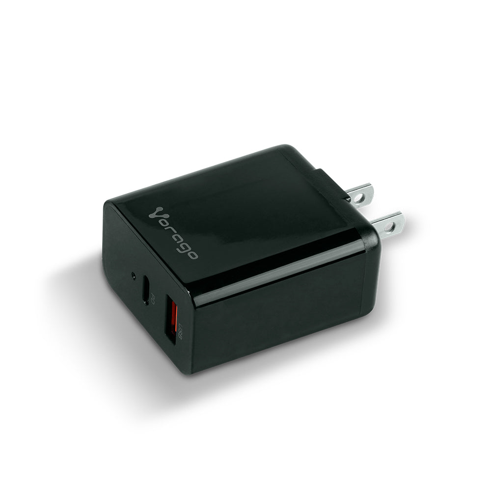 Cargador Vorago Quick Charge AU-350 para Pared 3.0A PD 20W USB A-C Color Negro