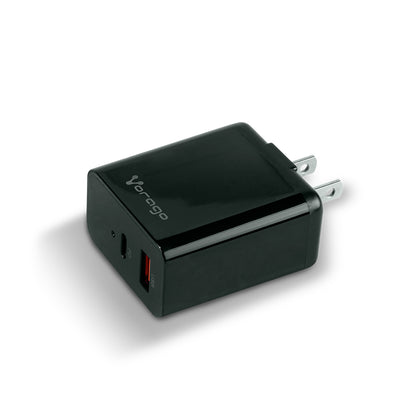 Cargador Vorago Quick Charge AU-350 para Pared 3.0A PD 20W USB A-C Color Negro