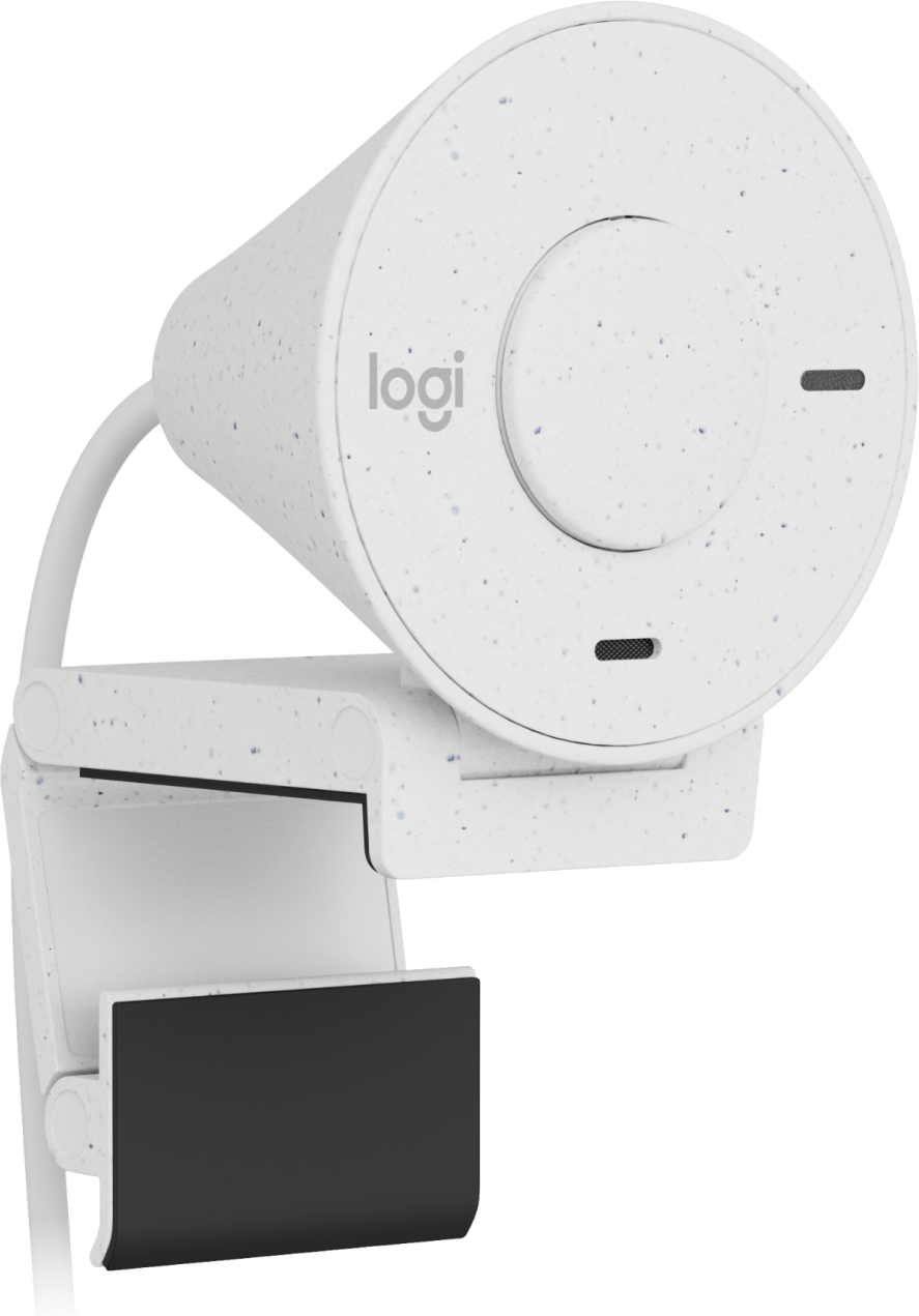 Cámara Web Logitech Brio 300 1080p USB-C con Corrección Iluminación Automática Micrófono Color Blanco Crudo