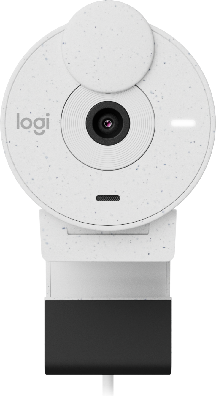 Cámara Web Logitech Brio 300 1080p USB-C con Corrección Iluminación Automática Micrófono Color Blanco Crudo