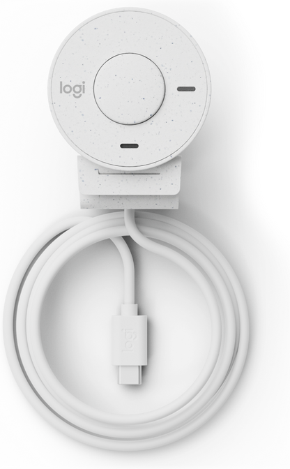 Cámara Web Logitech Brio 300 1080p USB-C con Corrección Iluminación Automática Micrófono Color Blanco Crudo