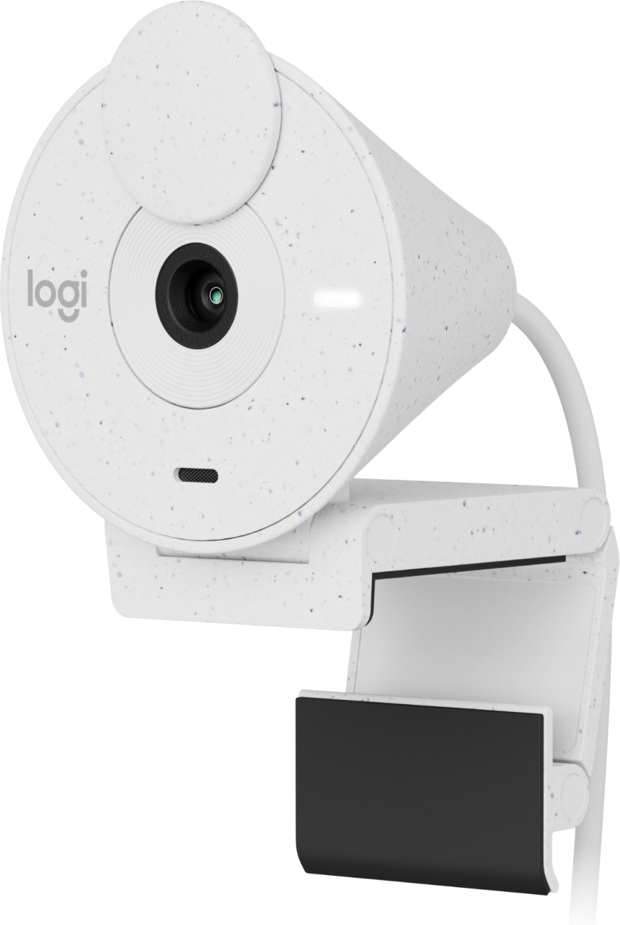 Cámara Web Logitech Brio 300 1080p USB-C con Corrección Iluminación Automática Micrófono Color Blanco Crudo