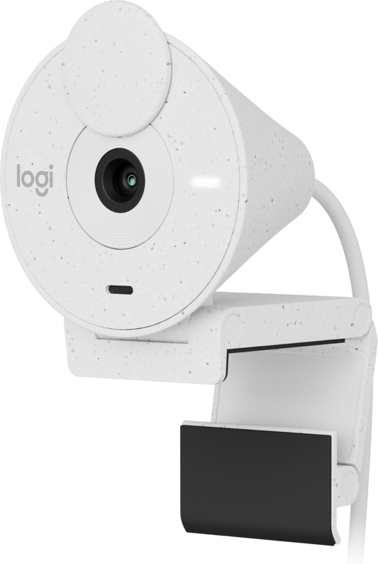 Cámara Web Logitech Brio 300 1080p USB-C con Corrección Iluminación Automática Micrófono Color Blanco Crudo