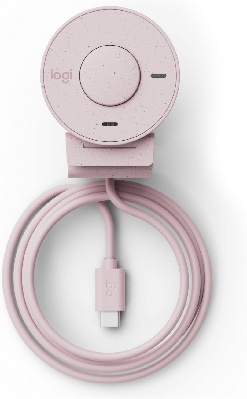 Cámara Web Logitech Brio 300 1080p USB-C con Corrección Iluminación Automática Micrófono Color Rosa