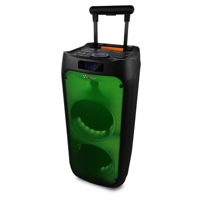 Bafle Vorago KSP-550 8" Doble Bluetooth TWS LED 1 Micrófono Inalámbrico Radio FM Color Negro