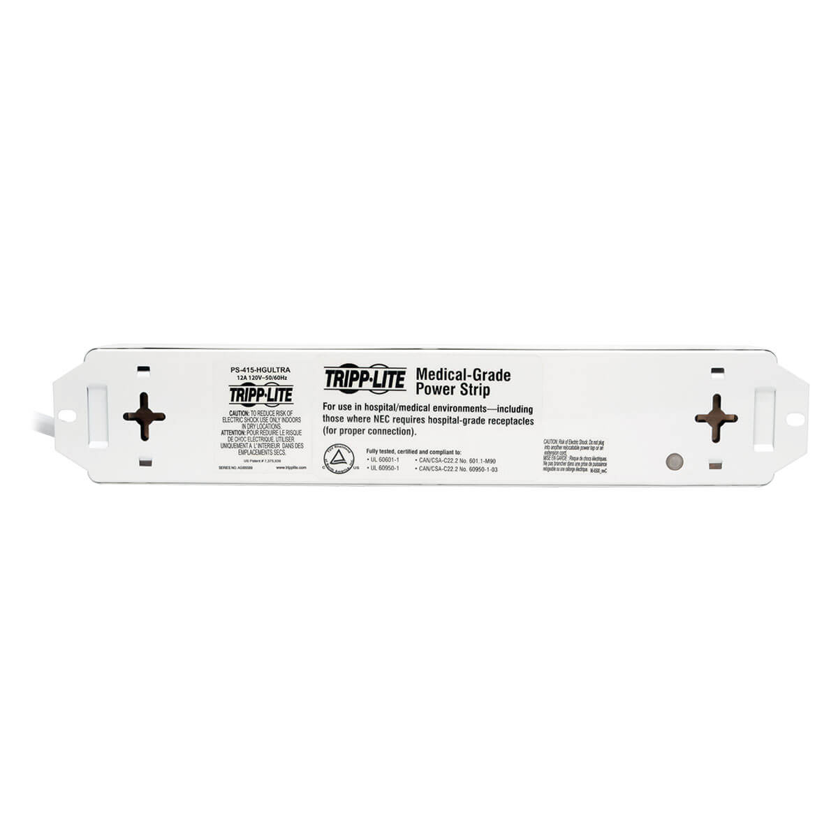 Barra de Contactos Tripp Lite Grado Médico UL 60601-1 4 Tomacorrientes Grado Hospital Tapas de Seguridad Cable 4.57m