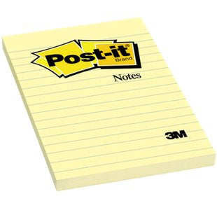 Notas 3M Post It 660 4x6 Rayado Color Amarillo 100 Hojas C/24