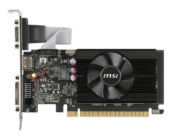 Tarjeta Gráfica MSI NVIDIA GeForce GT710 2GB DDR3 PCIe HDMI/DVI/VGA Bajo Perfil