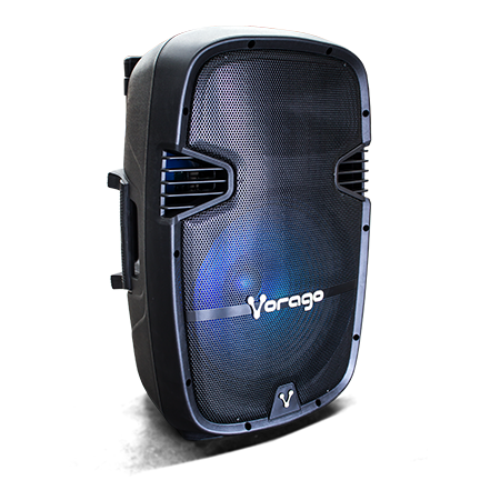 Bocina Bafle Vorago Karaoke KSP-500 15" Bluetooth TWS 2 Micrófonos Color Negro