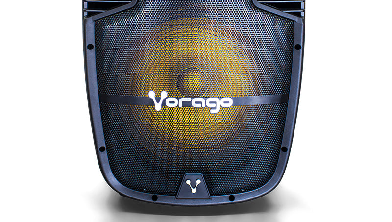 Bocina Bafle Vorago Karaoke KSP-500 15" Bluetooth TWS 2 Micrófonos Color Negro