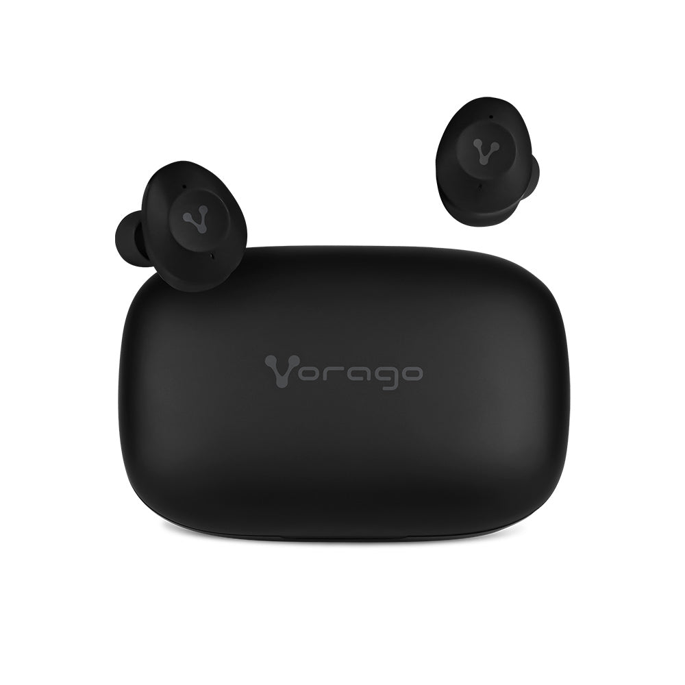 Audífonos Vorago ESB-500-PLUS Bluetooth 5.0 TWS Manos Libres Estuche Carga Color Negro