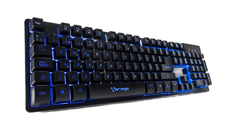 Teclado Vorago KB-502 Multimedia Iluminado RGB USB Color Negro