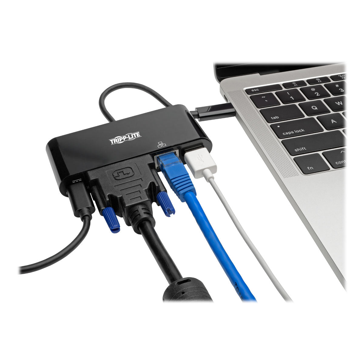Adaptador Multipuerto Tripp Lite USB-C/Dvi/USB-A/GbE Carga PD Color Negro