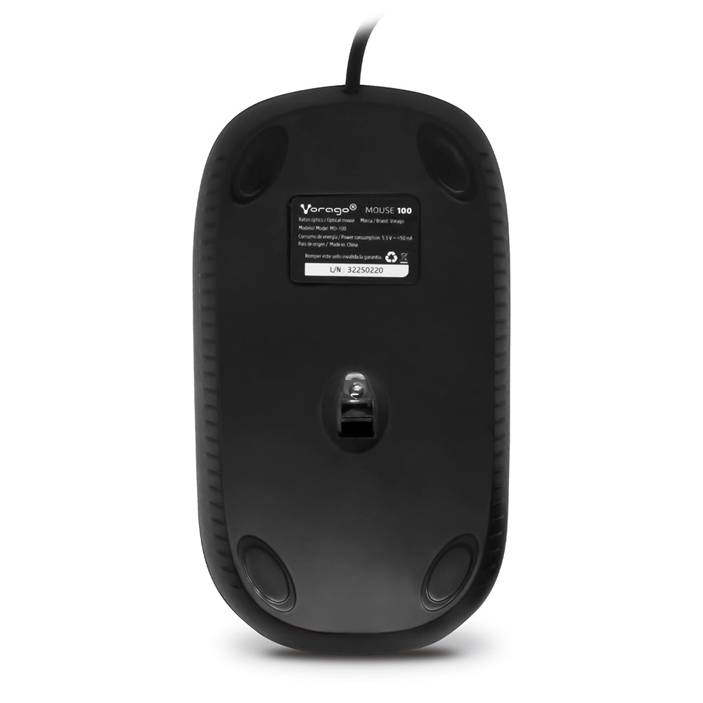 Mouse Vorago MO-100 Óptico Alámbrico USB 800/1200dpi Color Negro