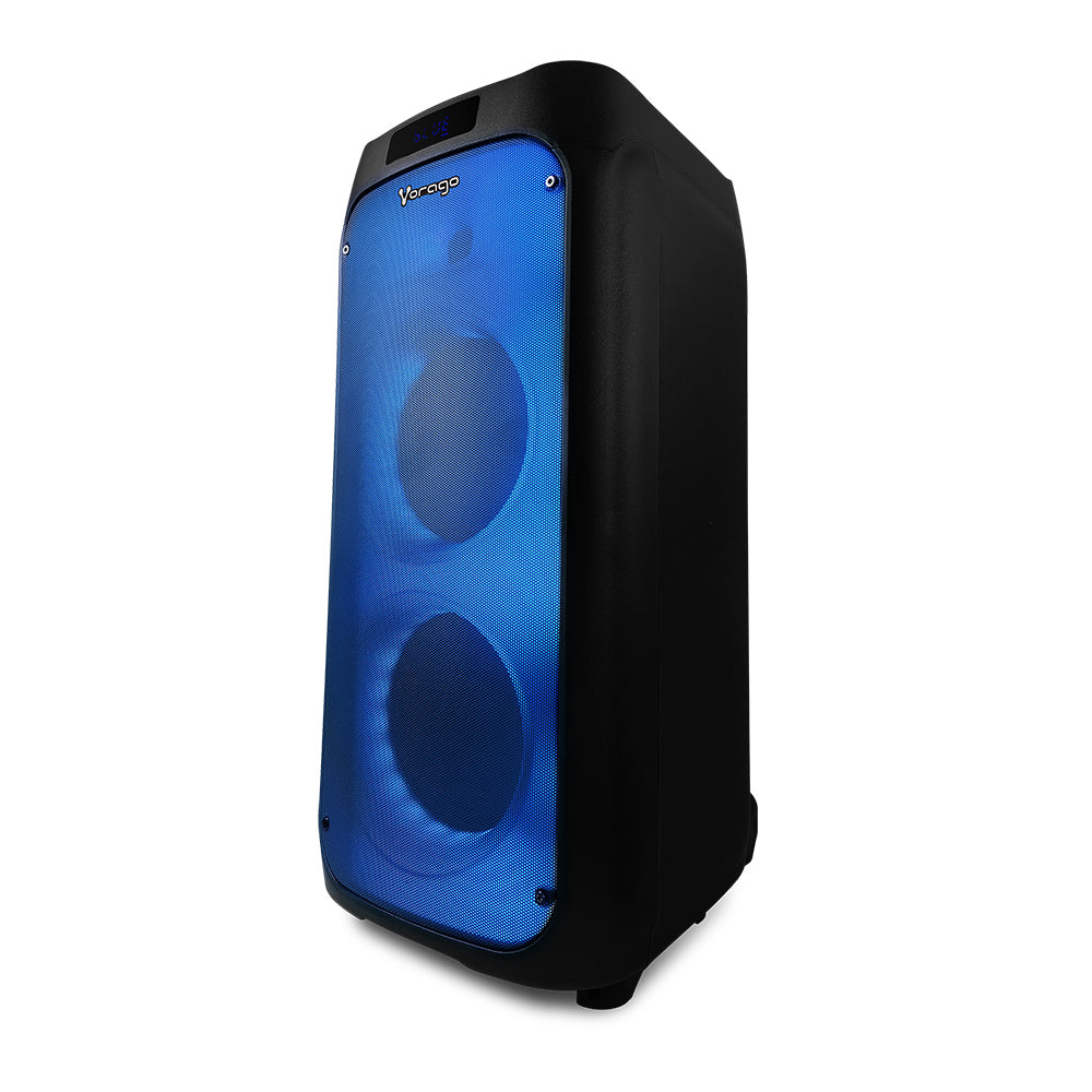 Bafle Vorago KSP-550 8" Doble Bluetooth TWS LED 1 Micrófono Inalámbrico Radio FM Color Negro