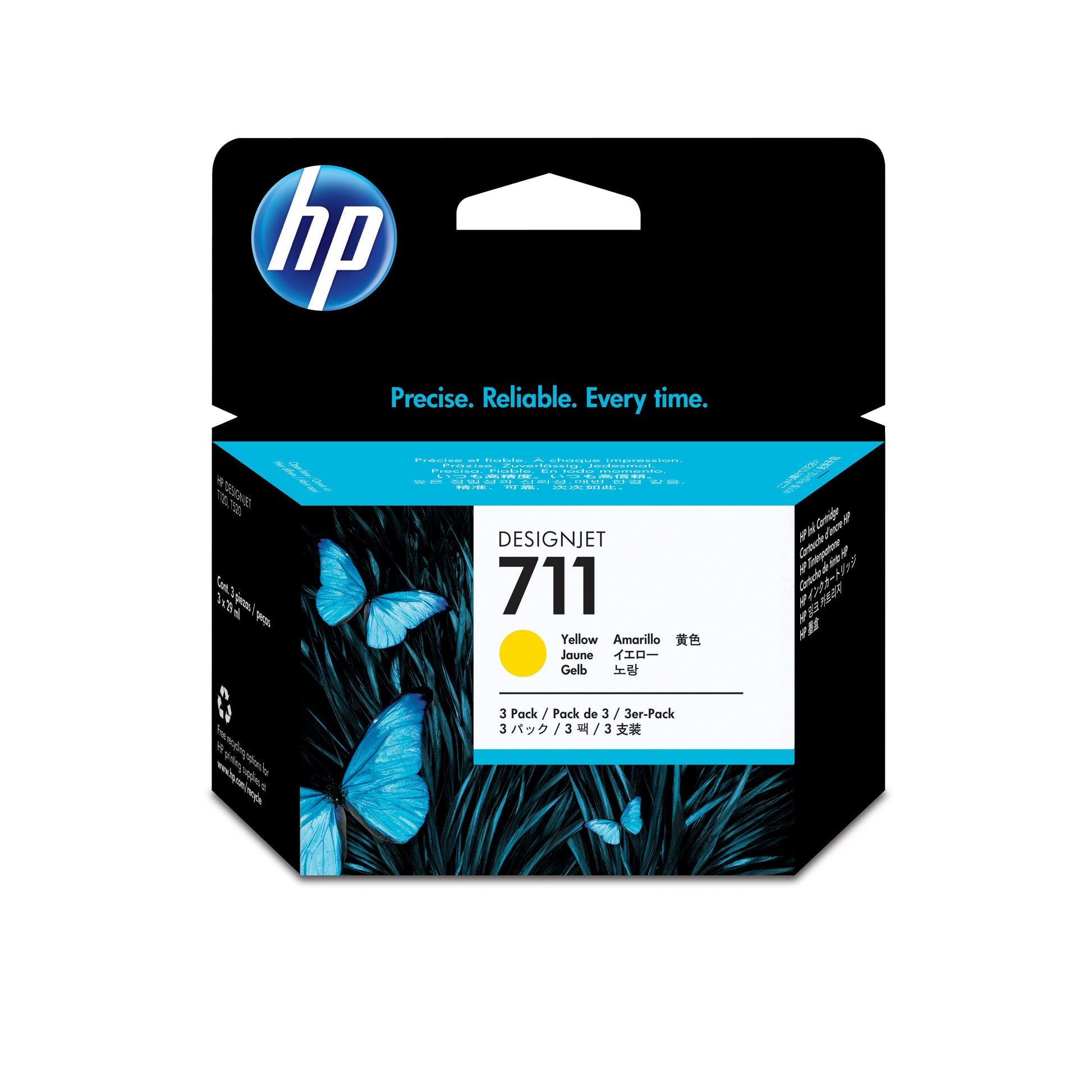 Tinta hp lf 711 amarillo 3pack designjet