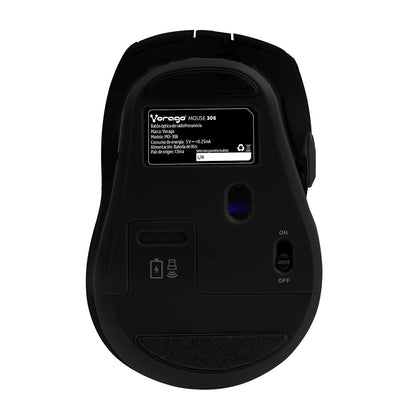 Mouse Vorago MO-306 Inalámbrico Iluminado 2400 dpi Recargable Color Negro