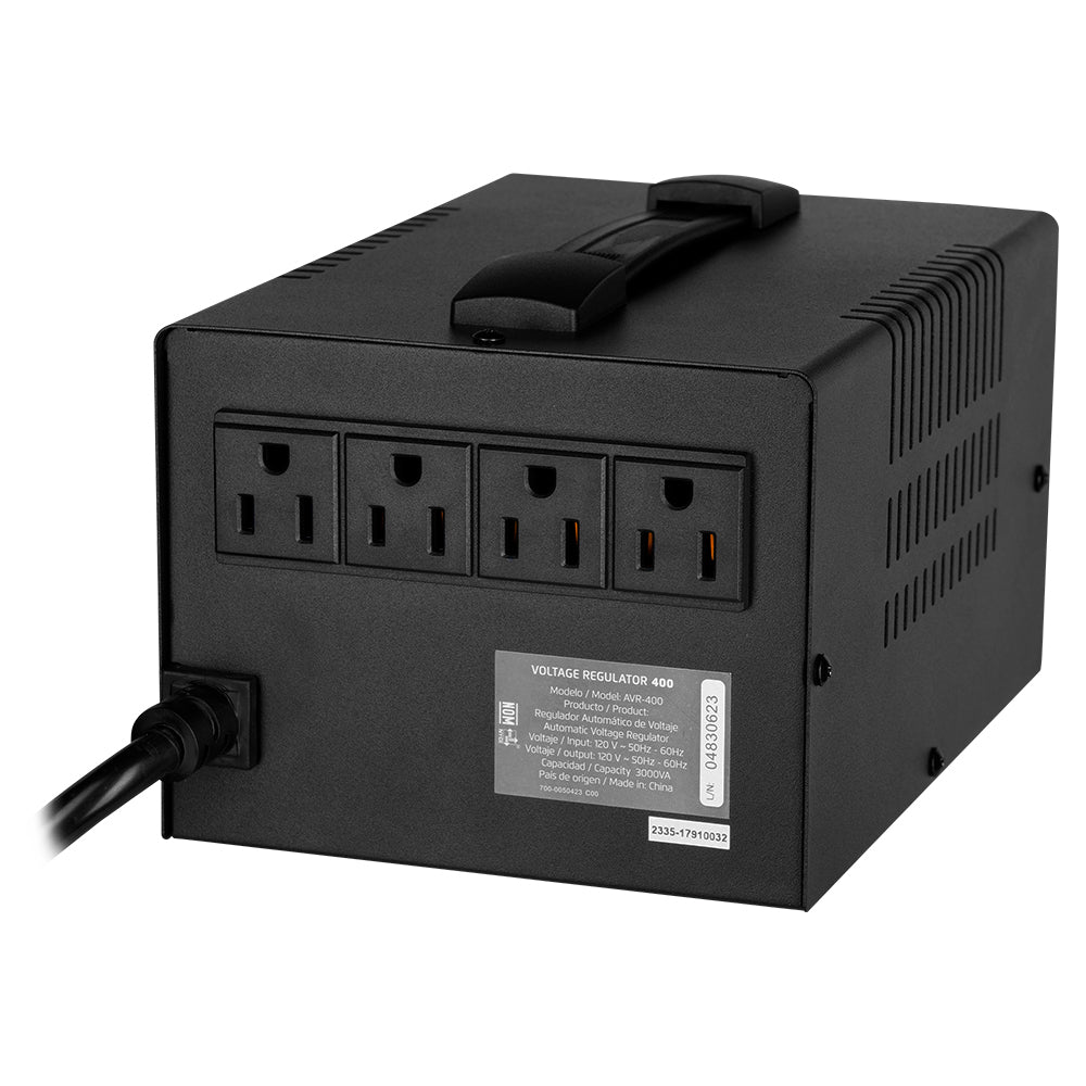 Regulador de Voltaje Vorago AVR-400 3000VA/1800W 4 Contactos para Electrodomésticos y Oficina