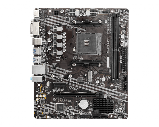 Tarjeta Madre MSI A520M-A Pro AMD S-AM4 Ryzen 5ta Generación 2xDDR4 4600 64GB M.2 SATA-PCIe HDMI/DVI/USB/Audio mATX