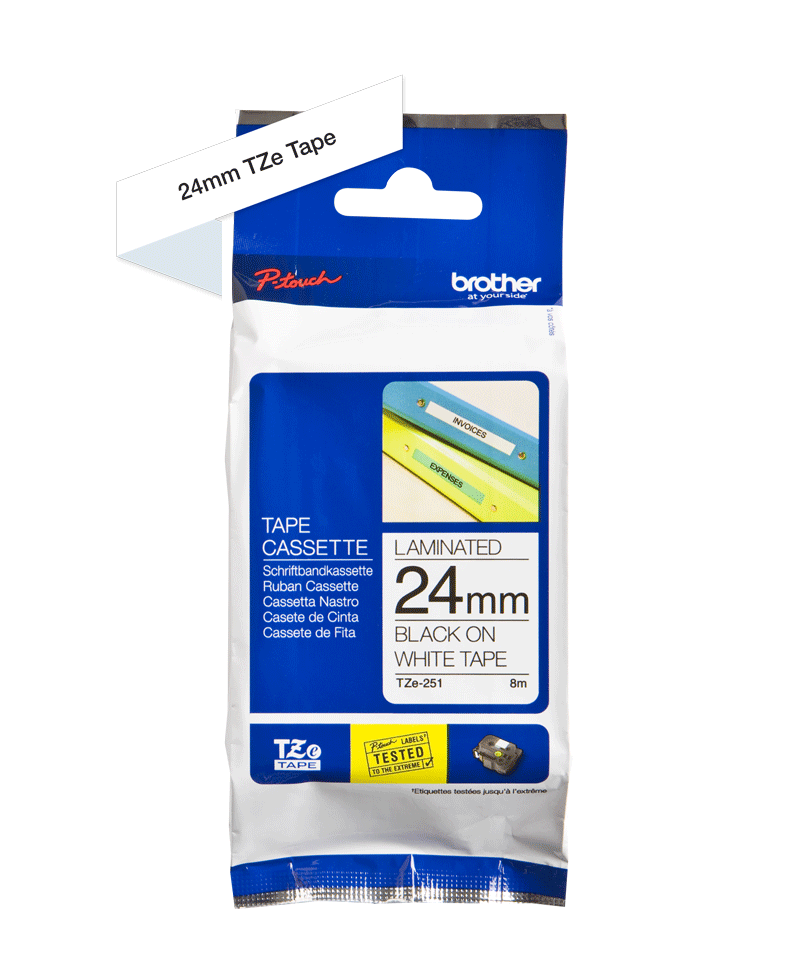 Cinta Brother Tz-251 Negro/Blanco 24mm Pt330/530
