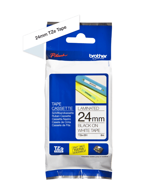 Cinta Brother Tz-251 Negro/Blanco 24mm Pt330/530