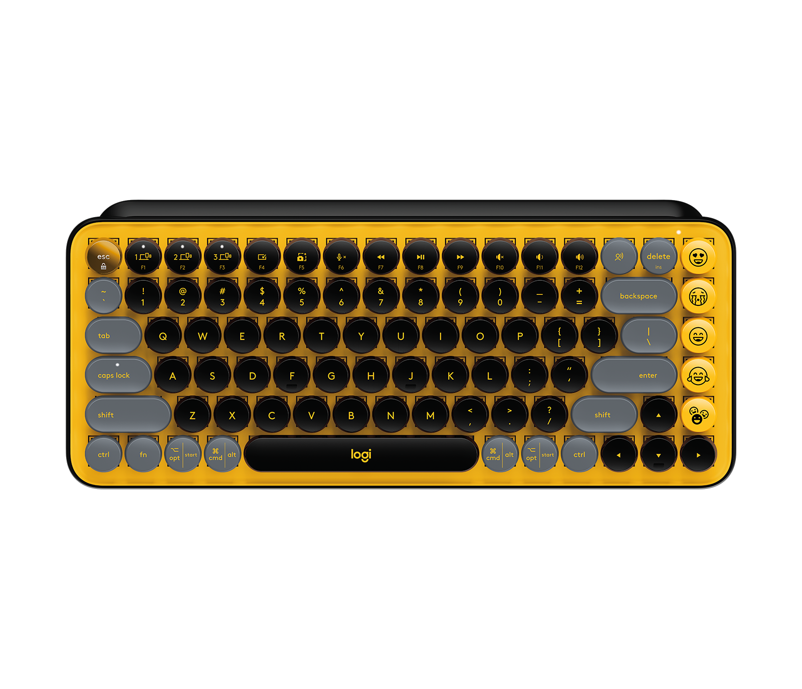 Teclado Logitech POP KEYS Inalámbrico con Función Emojis Personalizables Blast Color Amarillo-Negro