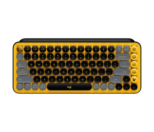 Teclado Logitech POP KEYS Inalámbrico con Función Emojis Personalizables Blast Color Amarillo-Negro