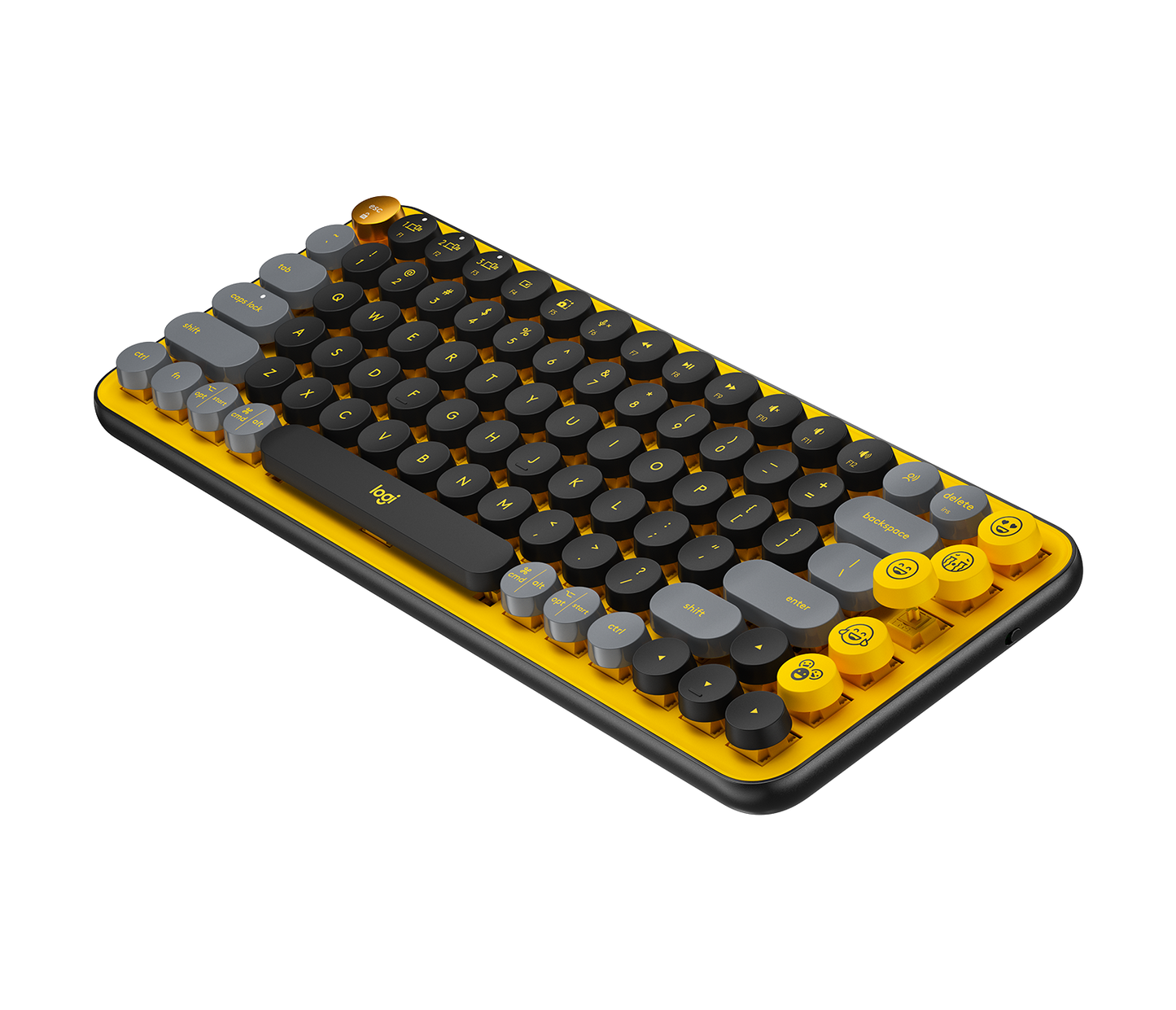 Teclado Logitech POP KEYS Inalámbrico con Función Emojis Personalizables Blast Color Amarillo-Negro