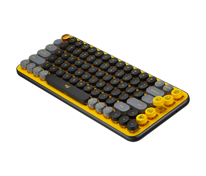 Teclado Logitech POP KEYS Inalámbrico con Función Emojis Personalizables Blast Color Amarillo-Negro