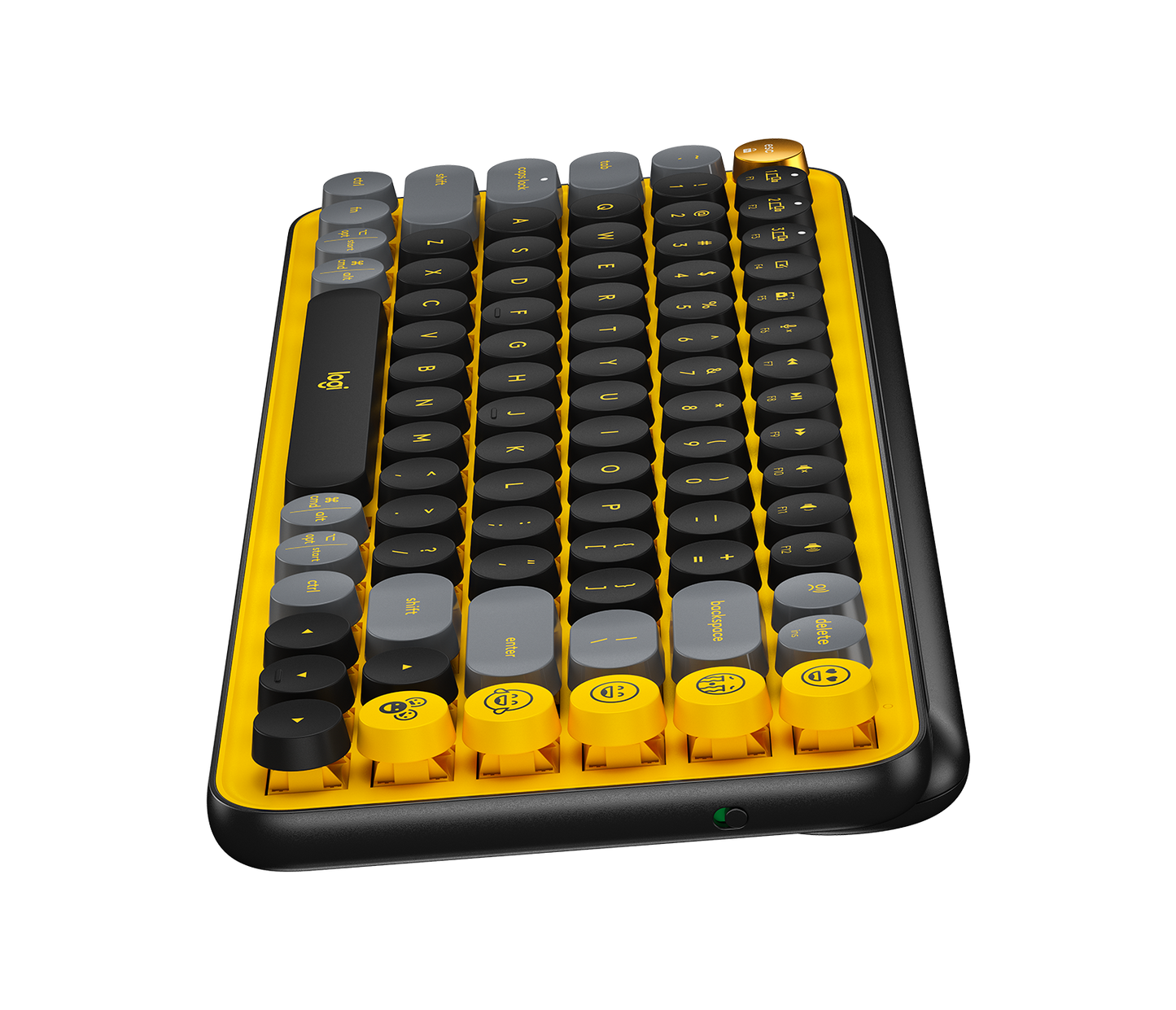 Teclado Logitech POP KEYS Inalámbrico con Función Emojis Personalizables Blast Color Amarillo-Negro