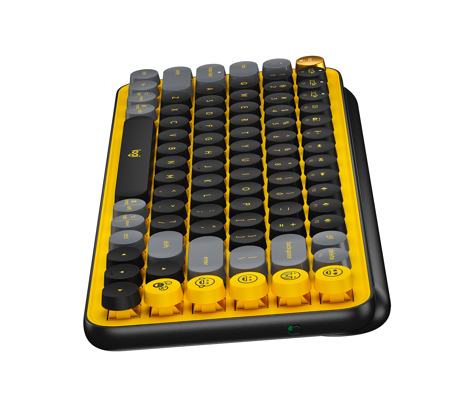 Teclado Logitech POP KEYS Inalámbrico con Función Emojis Personalizables Blast Color Amarillo-Negro