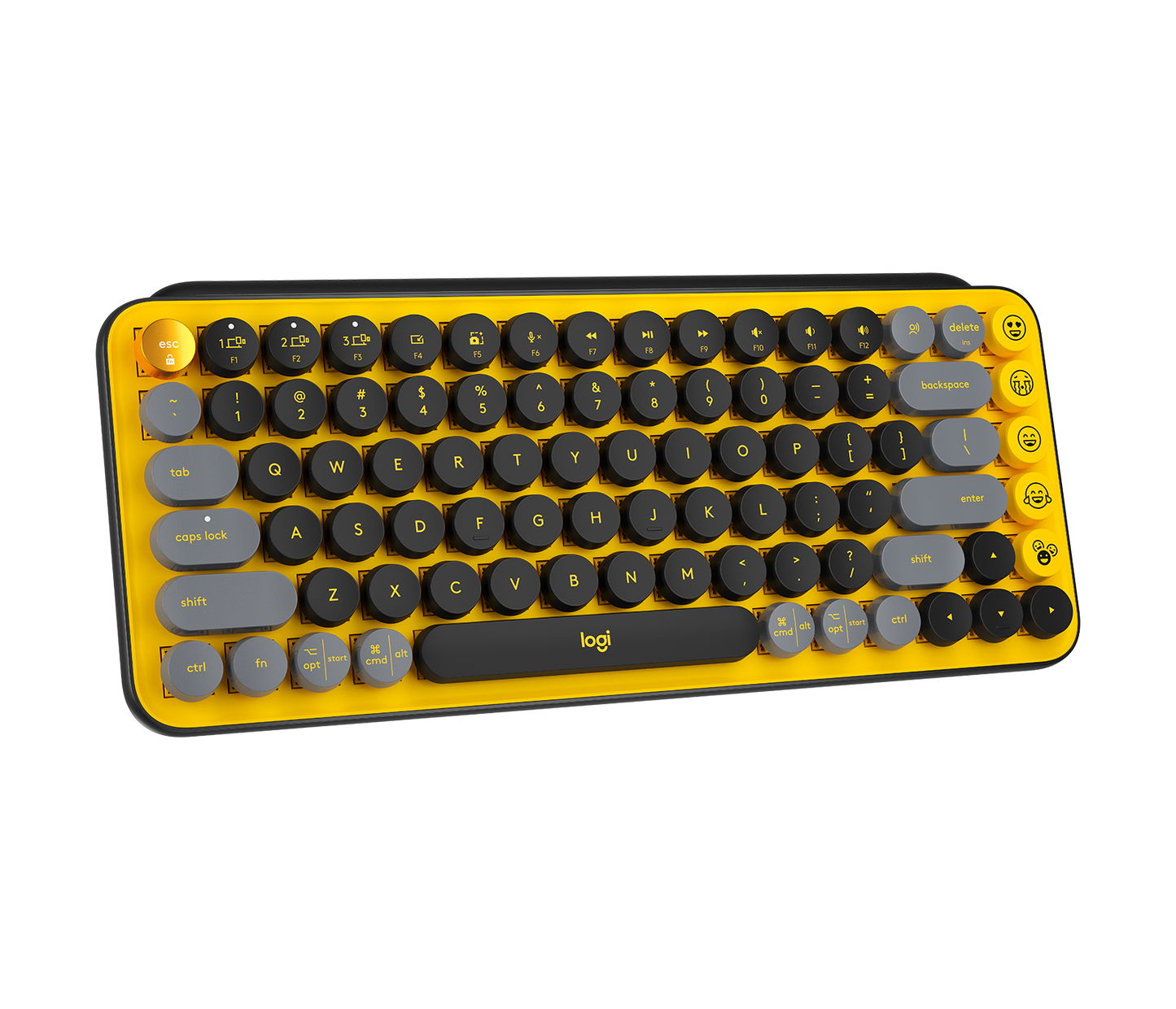 Teclado Logitech POP KEYS Inalámbrico con Función Emojis Personalizables Blast Color Amarillo-Negro