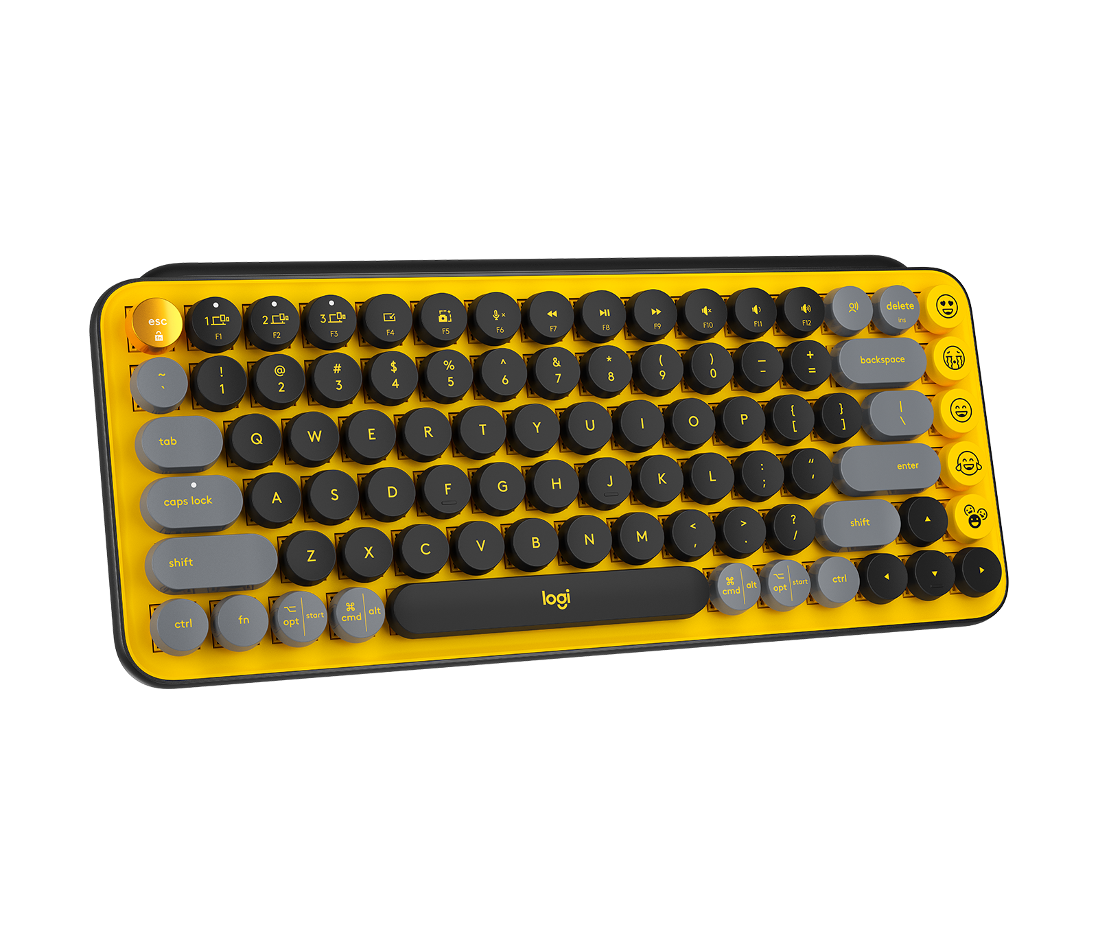 Teclado Logitech POP KEYS Inalámbrico con Función Emojis Personalizables Blast Color Amarillo-Negro