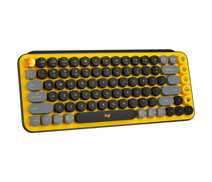 Teclado Logitech POP KEYS Inalámbrico con Función Emojis Personalizables Blast Color Amarillo-Negro