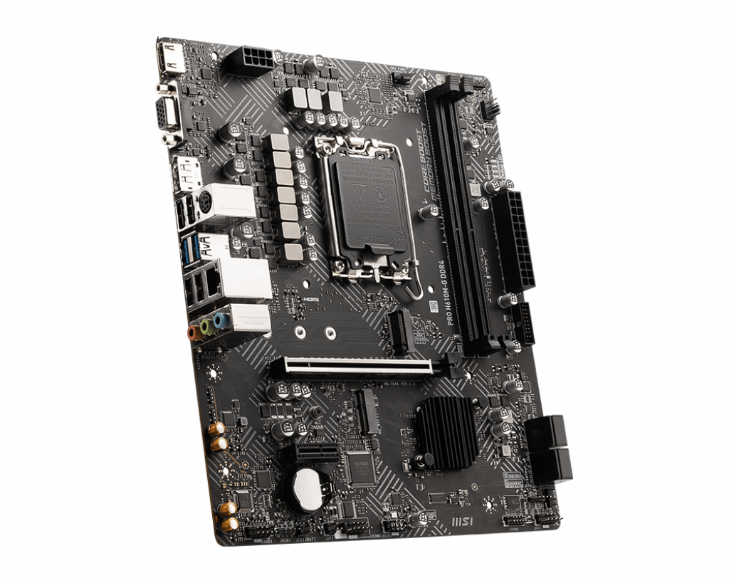 Tarjeta Madre MSI PRO H610M-G 2xDDR4 64GB 3200Mhz PCIe 4.0 M.2 1xHDMI 1xVGA 1xDP S1700 12th 13th Gen mATX