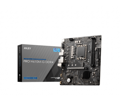 Tarjeta Madre MSI PRO H610M-G 2xDDR4 64GB 3200Mhz PCIe 4.0 M.2 1xHDMI 1xVGA 1xDP S1700 12th 13th Gen mATX