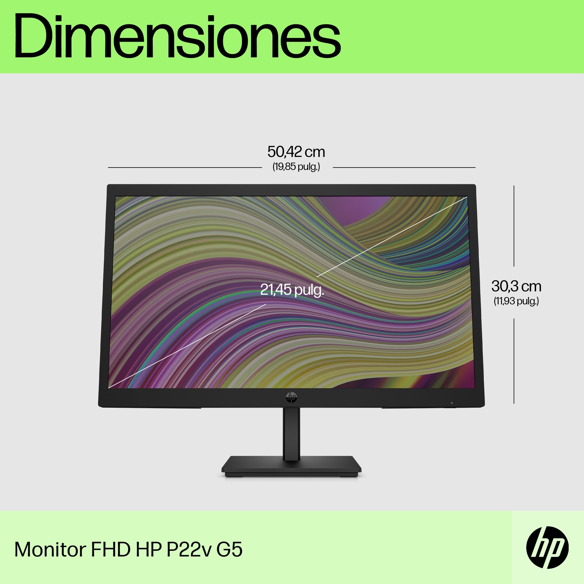 Monitor HP P22v G5 21.45" HD Resolución 1920x1080 Panel VA