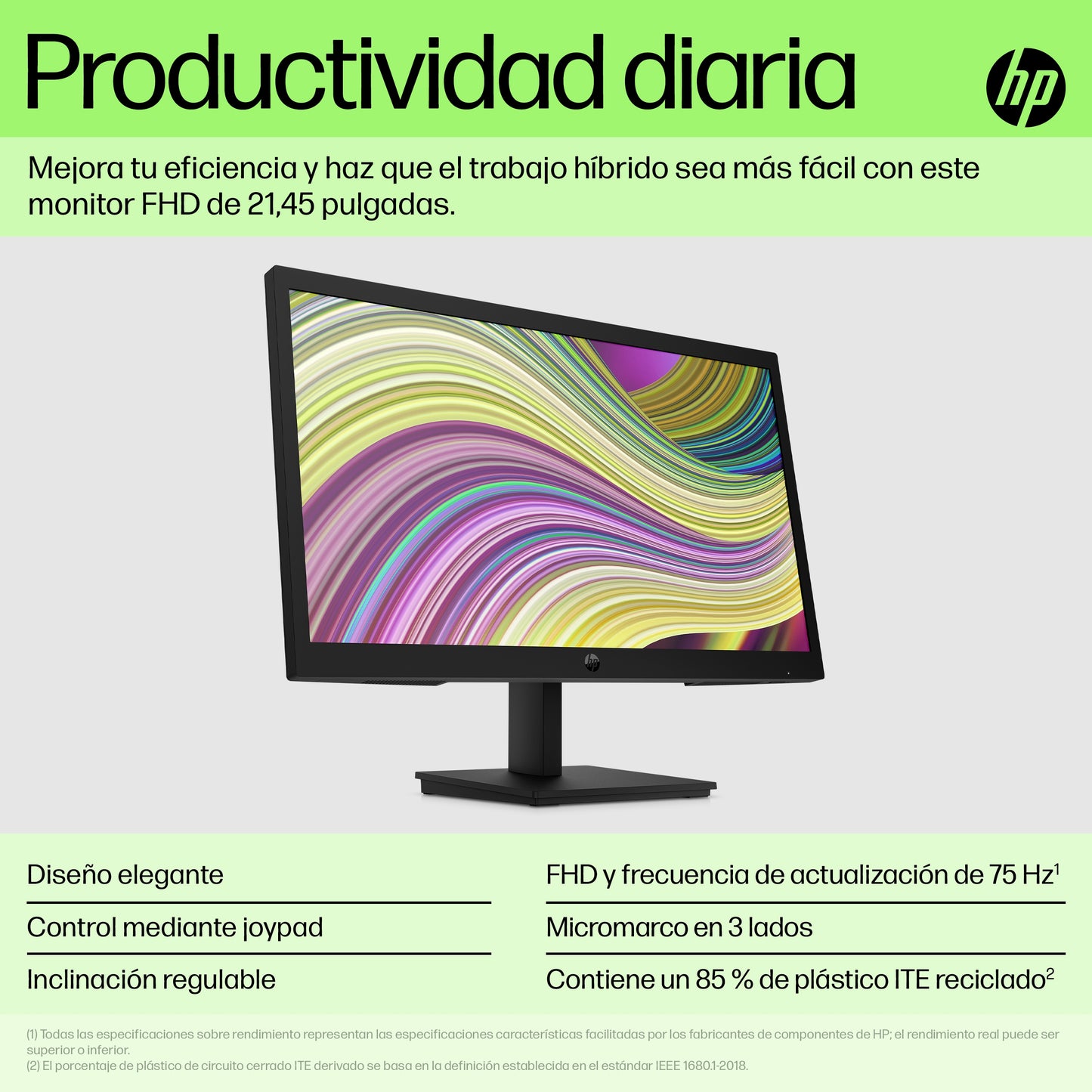 Monitor HP P22v G5 21.45" HD Resolución 1920x1080 Panel VA