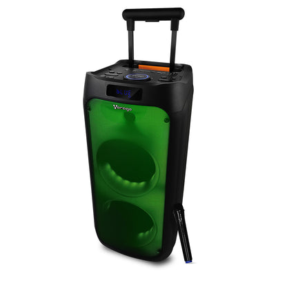 Bafle Vorago KSP-550 8" Doble Bluetooth TWS LED 1 Micrófono Inalámbrico Radio FM Color Negro