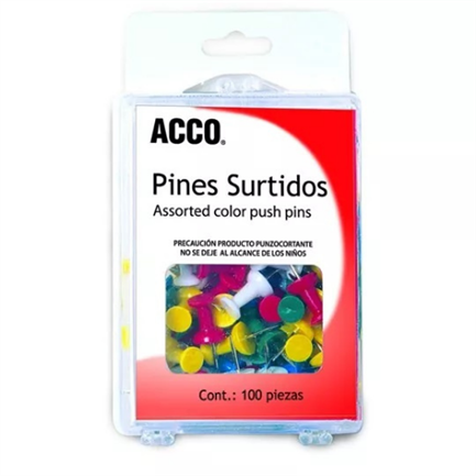 Pin Acco Plastico Surtido C/100