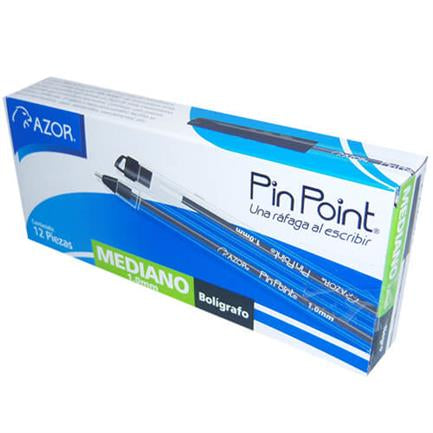 Bolígrafo Azor Pin Point Mediano 1.0mm Negro Caja C/12