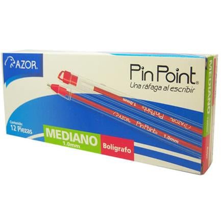 Bolígrafo Azor Pin Point Mediano 1.0mm Rojo Caja C/12