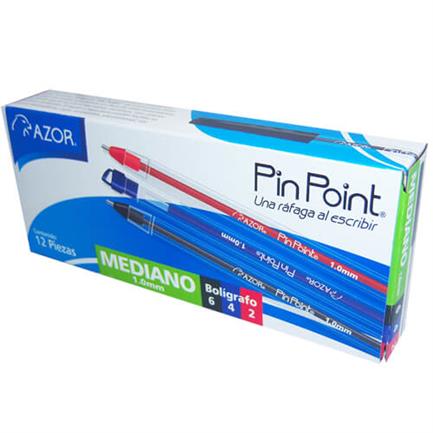 Bolígrafo Azor Pin Point Mediano 1.0mm Surtido Caja C/12